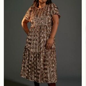 Anthropologie Rose Gold Sequin Dress